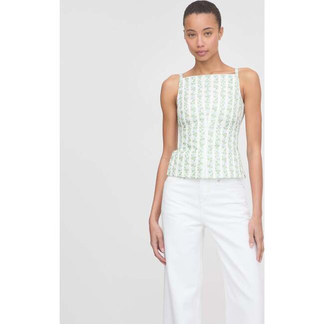 The Racquel Top - Brocade Vine Stripe