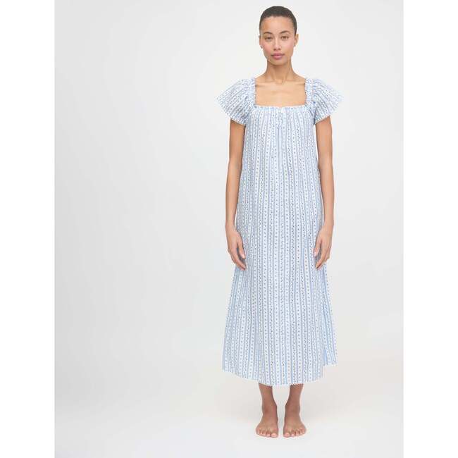 The Therese Nightgown - Blue Petal Stripe