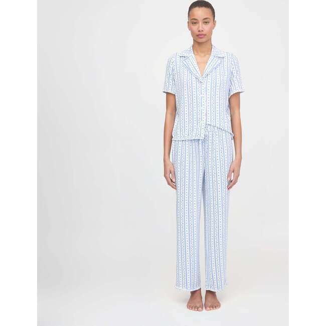 The Marina Pajama Set - Blue Petal Stripe - Pajamas - 3