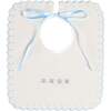 Whale Hand Embroidered Scallop Edge Square Bib, Blue - Bibs - 1 - thumbnail