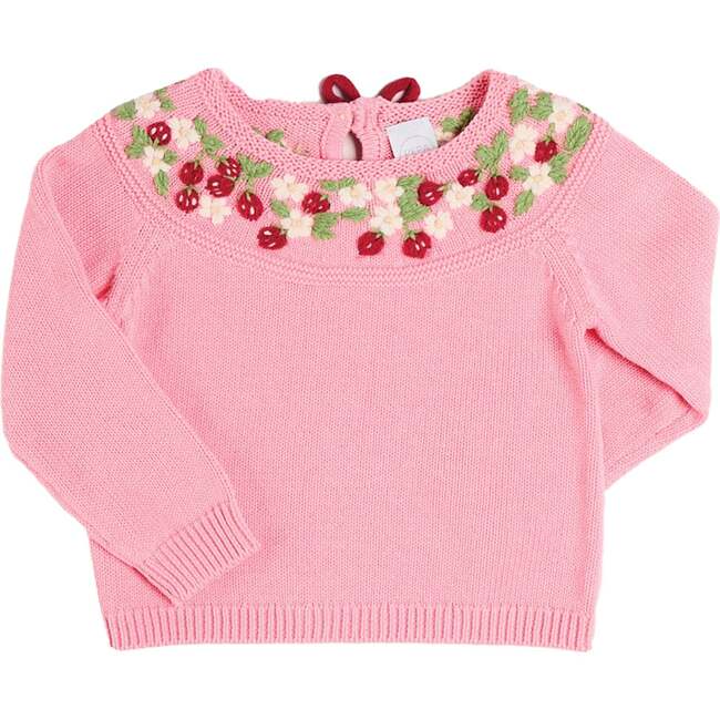 Strawberry Embroidered Jumper, Pink