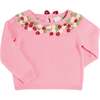 Strawberry Embroidered Jumper, Pink - Sweatshirts - 1 - thumbnail