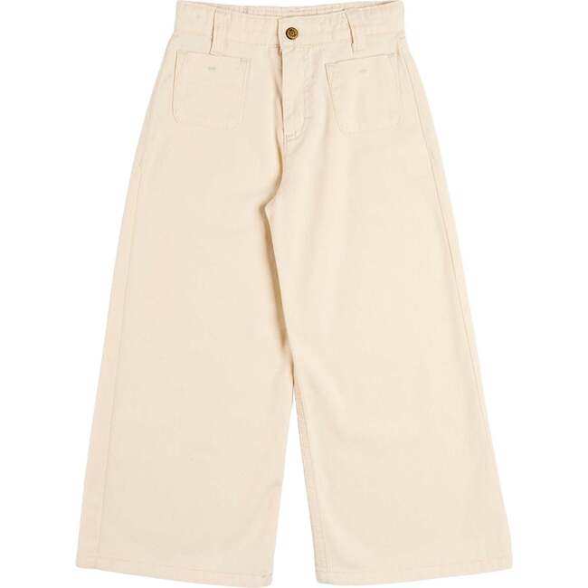 Soft Cotton Wide Leg Trousers, Cream