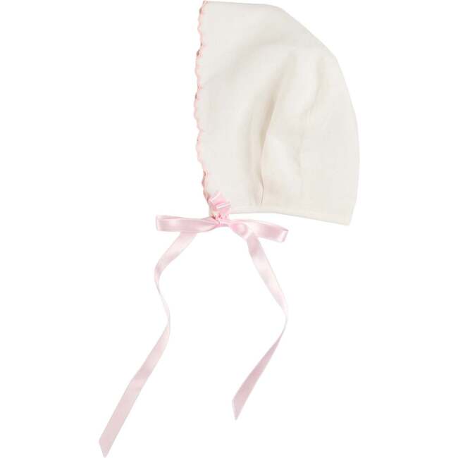 Scallop Edge Embroidered Bonnet, Pink