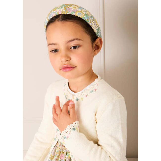 Wildflower Embroidered Openwork Detail Cotton Cardigan, Cream - Cardigans - 3