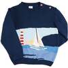 Seaside Postcard Knitted Jumper, Navy - Sweatshirts - 1 - thumbnail