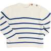 Striped Crewneck Ribbed Detail Blue & White Striped Jumper, Navy - Sweatshirts - 1 - thumbnail