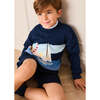 Seaside Postcard Knitted Jumper, Navy - Sweatshirts - 3