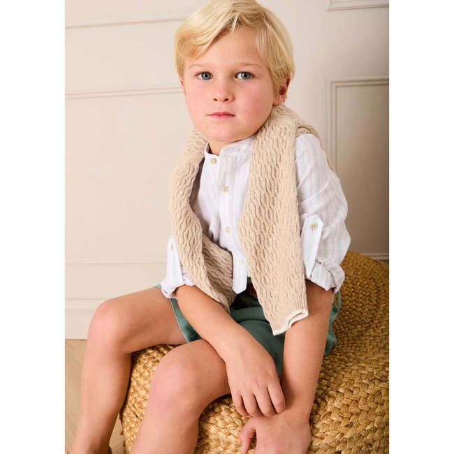 Wave Knit Jumper, Beige - Sweatshirts - 4