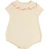Wildflower Embroidered Knitted Romper, Cream - Rompers - 1 - thumbnail