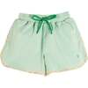 Striped Annie Apple Trim Detail Swim Shorts, Green - Swim Trunks - 1 - thumbnail
