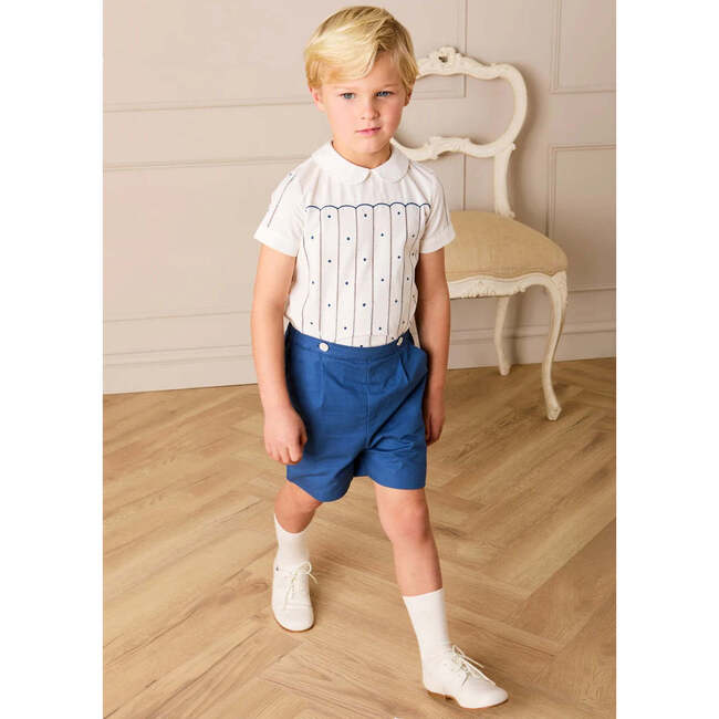 The Matthew Hand Embroidered Openwork Two Piece Set, Navy