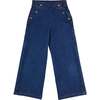 Scallop Detail Wide Leg Jeans, Blue Denim - Jeans - 1 - thumbnail