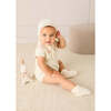 Wildflower Embroidered Knitted Romper, Cream - Rompers - 4