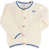 Plane Embroidered Cable Knit Cardigan, Cream - Cardigans - 1 - thumbnail
