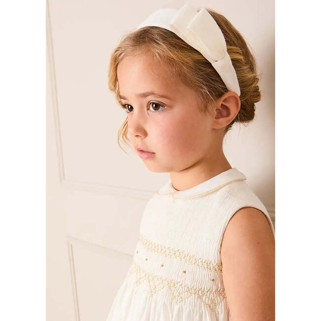 Pleated Flower Girl Hairband, Ivory