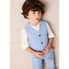 Plain Waist-Coat, Sky Blue - Coats - 5
