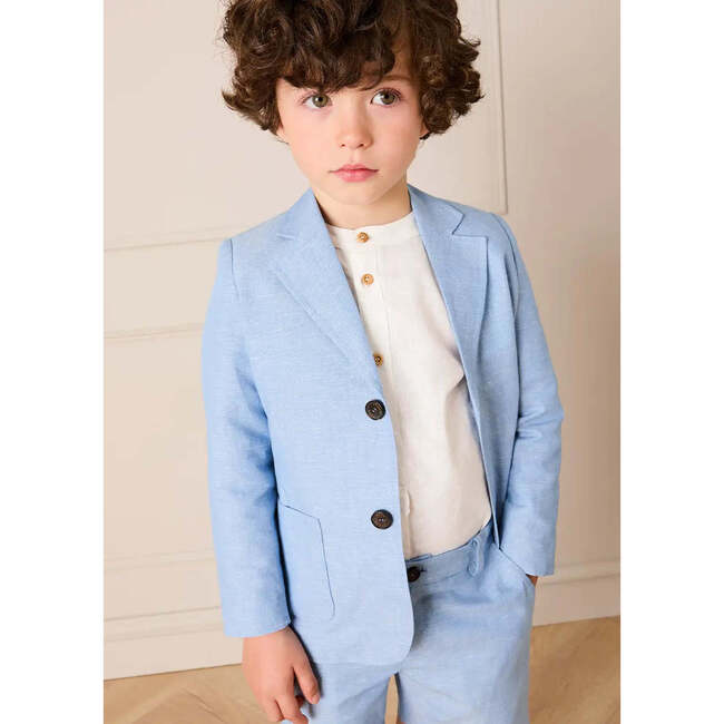 Plain Patch Pocket Blazer, Sky Blue - Jackets - 4