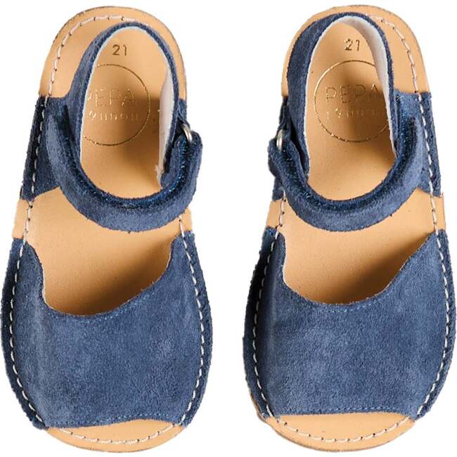 Open Toe Suede Sandals, Navy
