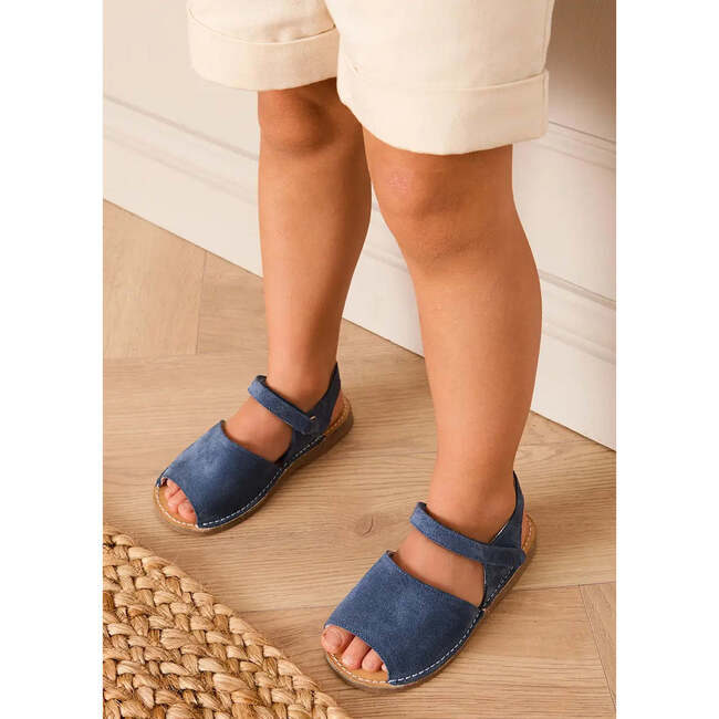Open Toe Suede Sandals, Navy