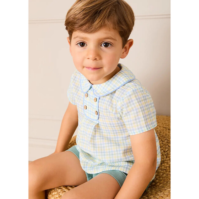 Pip Check Button Detail Short Sleeve Shirt, Green