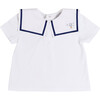 Mariner Collar Hot Air Balloon Embroidered Top, White - Shirts - 1 - thumbnail