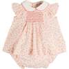 Martha Floral Hand Smocked Cap Sleeve Scallop Collar Dress, Pink - Dresses - 1 - thumbnail