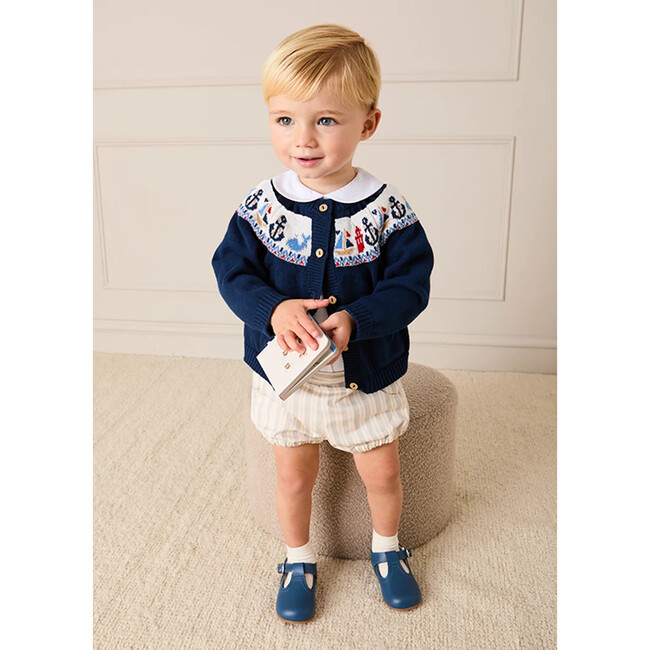 Nautical Fair Isle Cardigan, Navy
