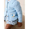 Nautical Boat Embroidery Polo Collar Cardigan, Sky Blue - Cardigans - 3
