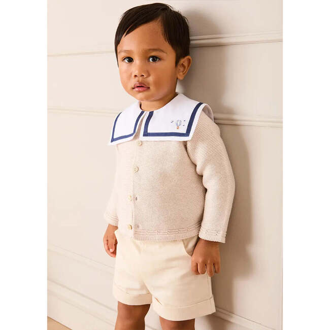 Mariner Collar Hot Air Balloon Embroidered Top, White - Shirts - 3