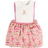 Margret Floral Bunny Embroidered Scallop Detail Pinafore Skirt, Pink - Skirts - 1 - thumbnail