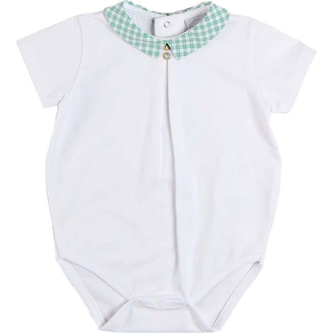 Lucas Check Button Detail Bodysuit, Green
