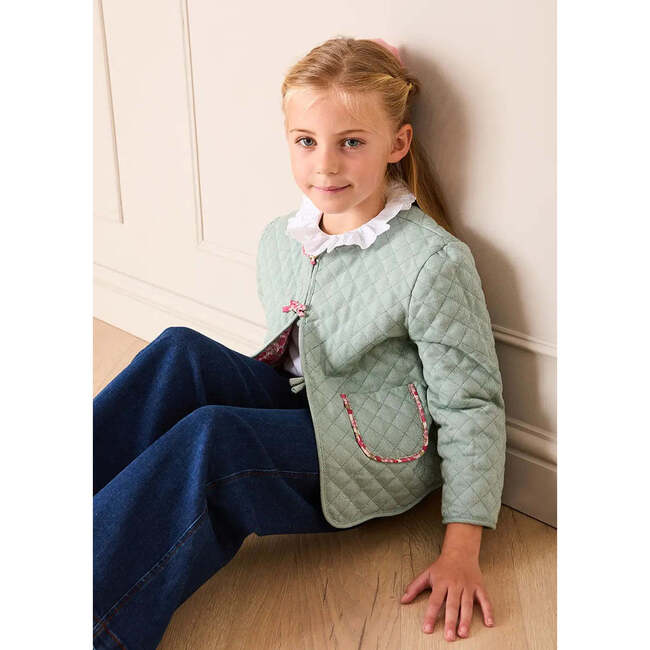 Margret Floral Reversible Quilted Jacket, Pink - Jackets - 5