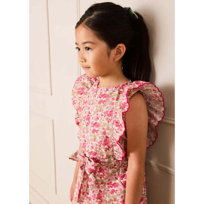 Margret Floral Ruffle Detail Playsuit, Pink - Rompers - 5