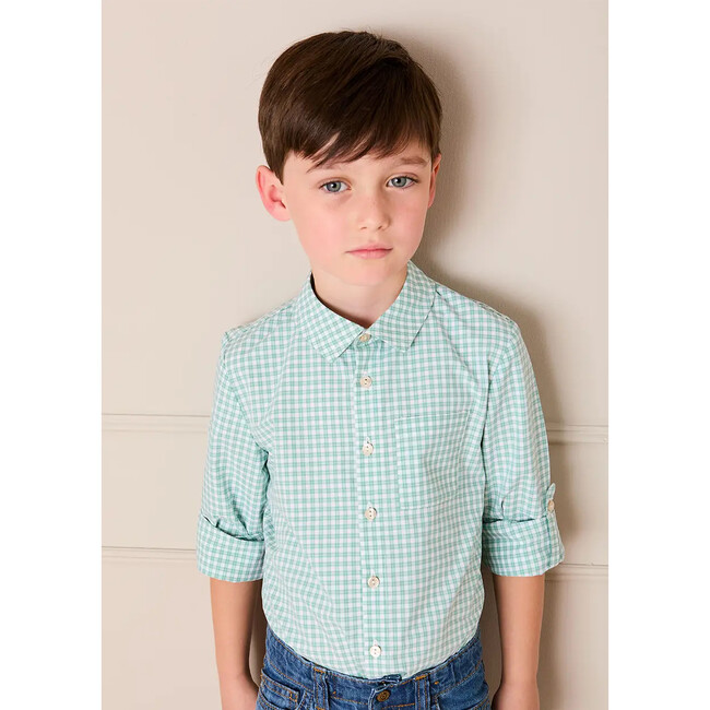 Lucas Check Pocket Detail Long Sleeve Shirt, Green