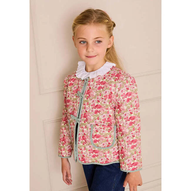 Margret Floral Reversible Quilted Jacket, Pink - Jackets - 6