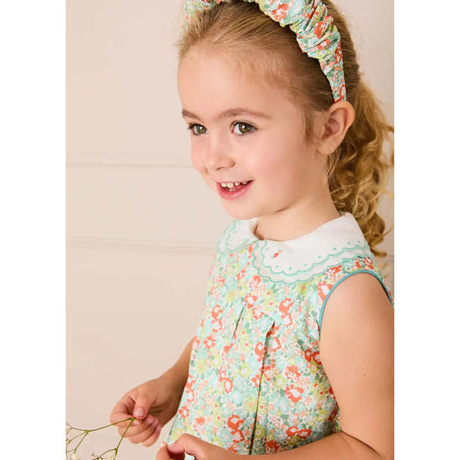 Mabel Floral Layered Scallop Collar Trapeze Dress, Green - Dresses - 3