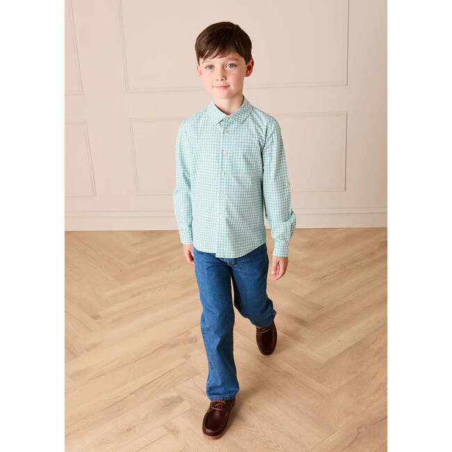 Lucas Check Pocket Detail Long Sleeve Shirt, Green - Shirts - 3