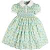 Louisa Floral Hand Smocked Short Sleeve Dress, Blue - Dresses - 1 - thumbnail