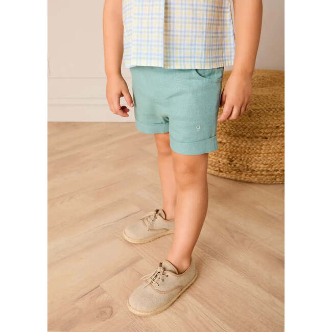 Linen Lace-up Espadrilles, Beige