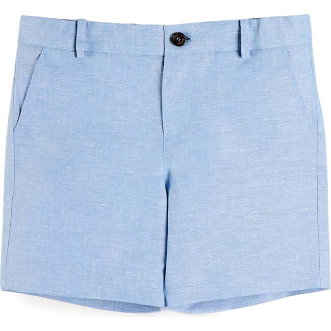 Linen Blend Tailored Shorts, Sky Blue