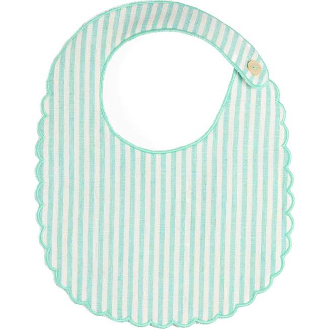 Wimbledon Stripe Scallop Edge Lined Bib, Green
