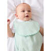 Wimbledon Stripe Scallop Edge Lined Bib, Green - Bibs - 2