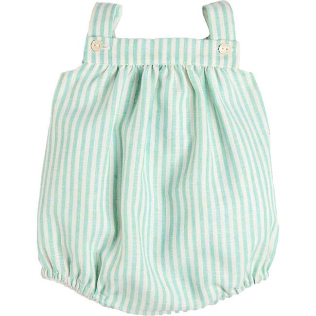 Wimbledon Stripe Button Detail Romper, Green