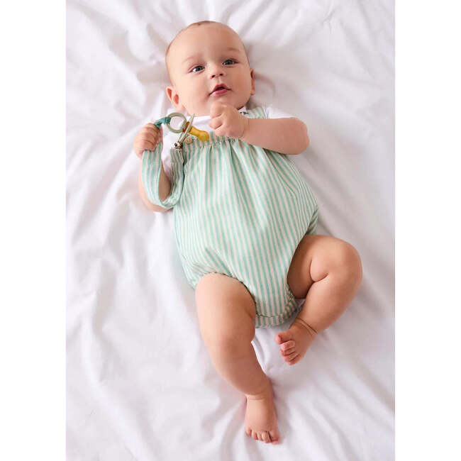 Wimbledon Stripe Button Detail Romper, Green