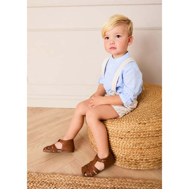 Woven Leather Fisherman Sandals, Brown - Sandals - 3