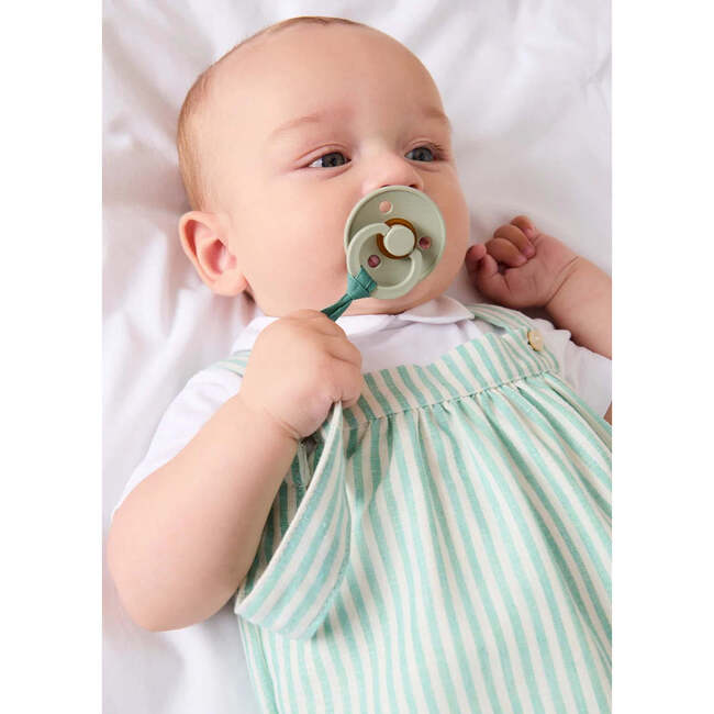 Wimbledon Stripe Button Detail Romper, Green - Rompers - 3