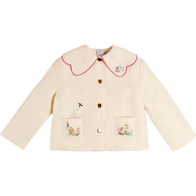 Wildflower Embroidered Statement Collar Jacket, Cream