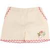 Wildflower Embroidered Scallop Edge Shorts, Cream - Shorts - 1 - thumbnail