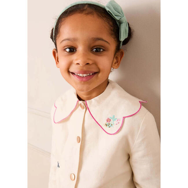 Wildflower Embroidered Statement Collar Jacket, Cream